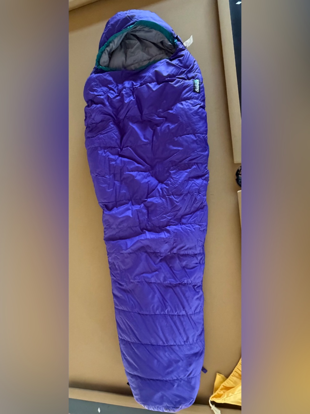Campmor 20° Goose Down Mummy Sleeping Bag 40041 Purple Gray Teal Adult Size EUC